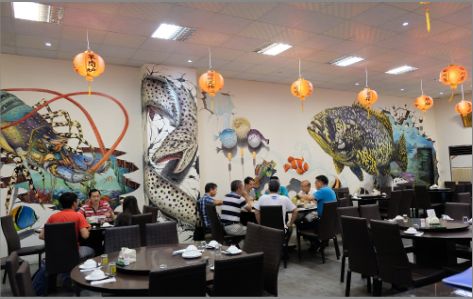 南江海鲜餐厅墙体彩绘